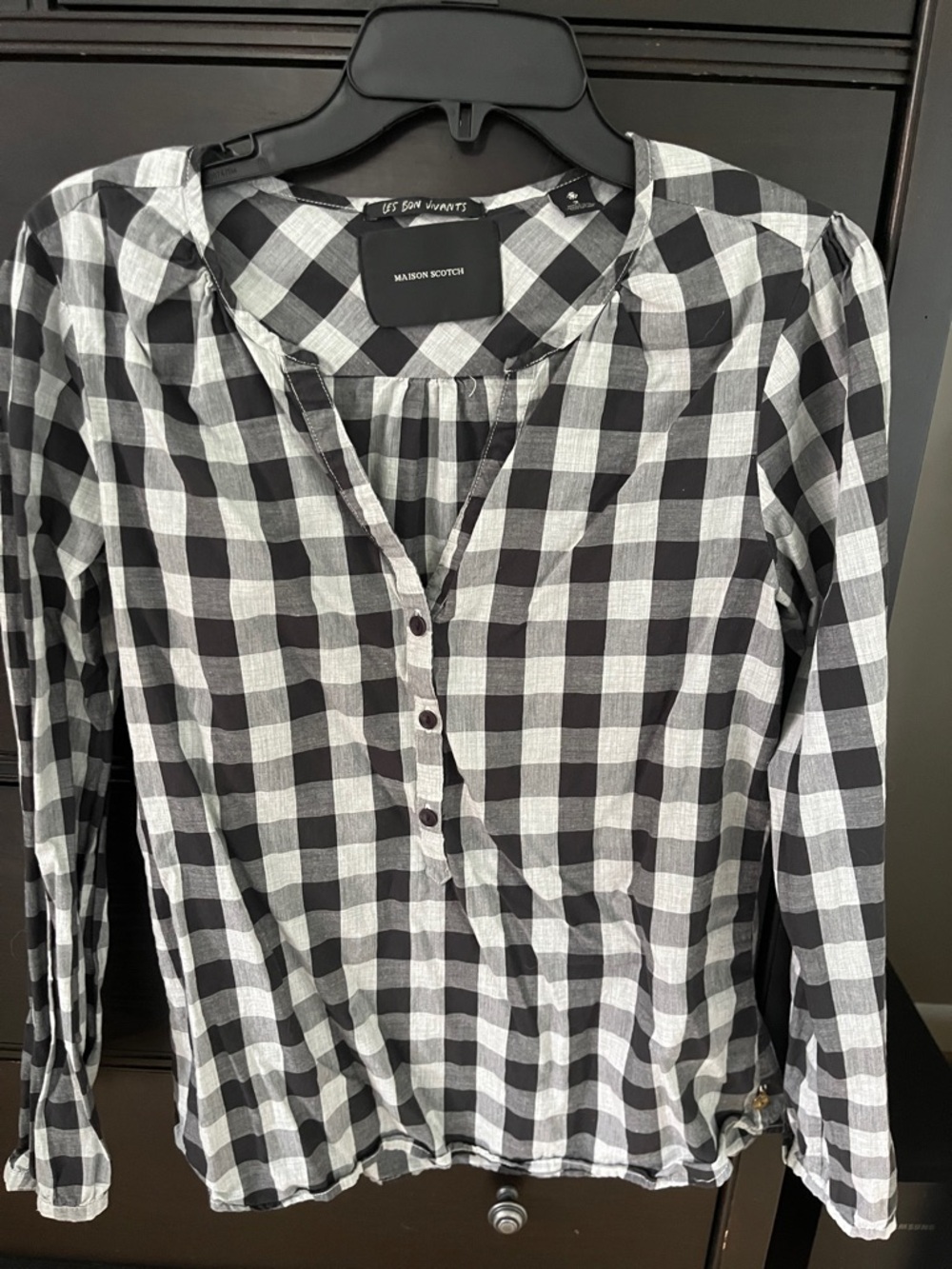Scotch & Soda Black and White Gingham Blouse